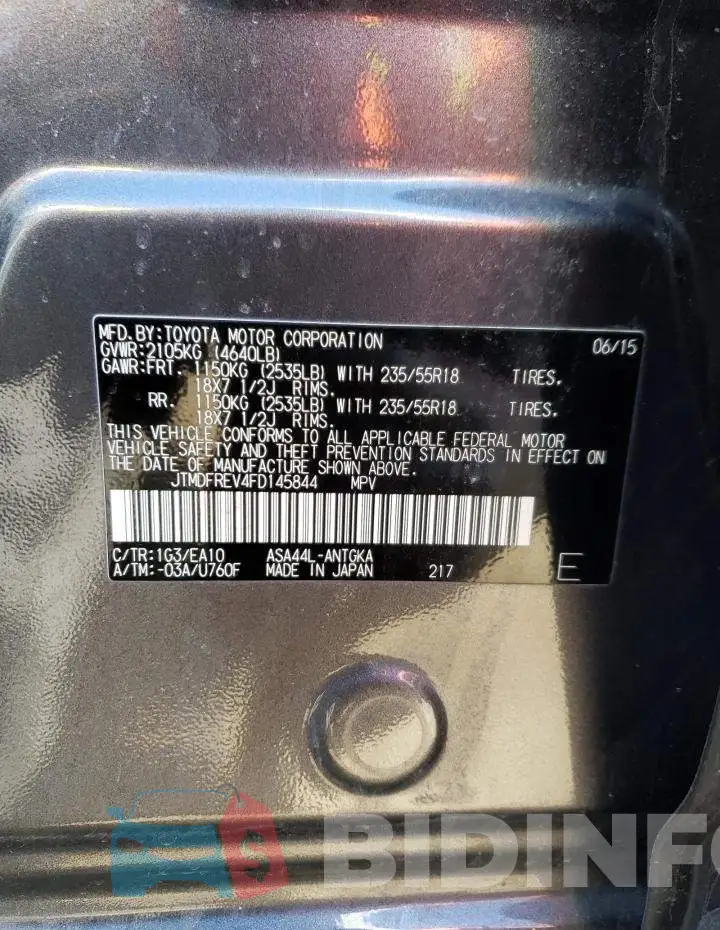 JTMDFREV4FD145844 Photo# 12