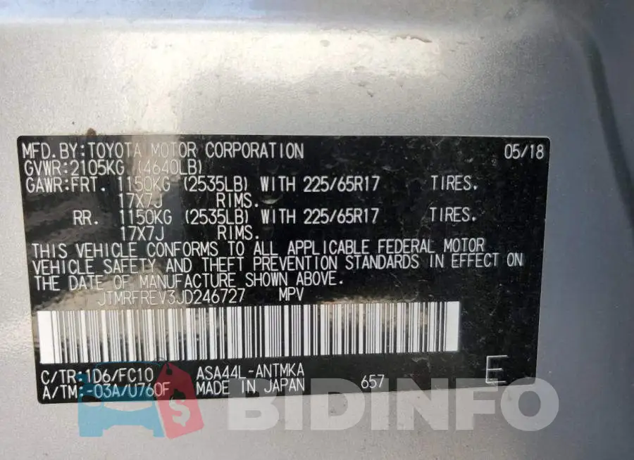 JTMRFREV3JD246727 Photo# 12