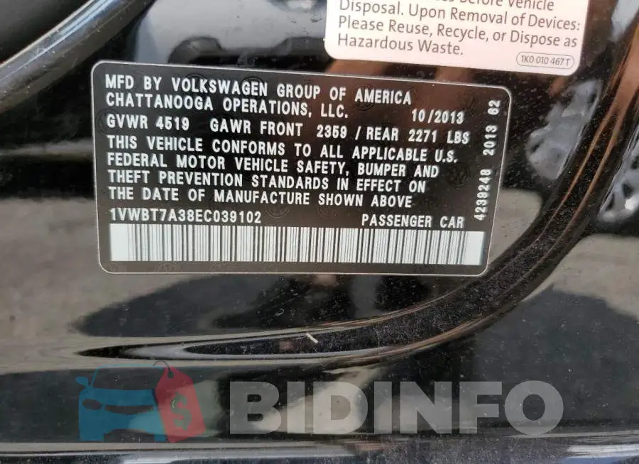 1VWBT7A38EC039102 Photo# 12