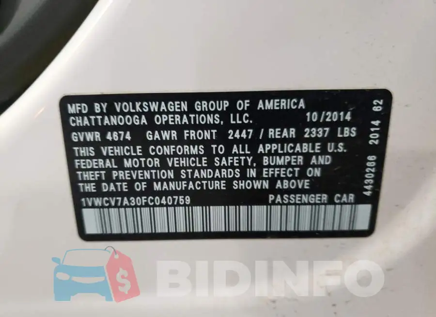 1VWCV7A30FC040759 Photo# 12