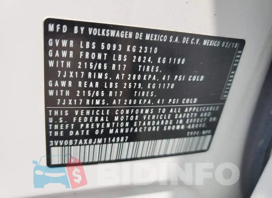3VV0B7AX8JM114987 Photo# 13