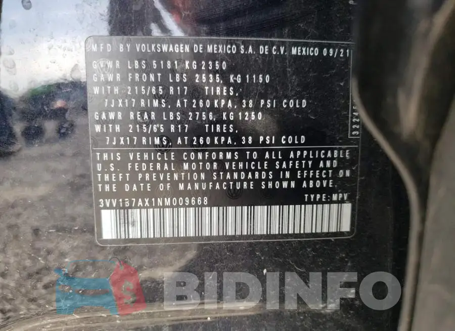 3VV1B7AX1NM009668 Photo# 13