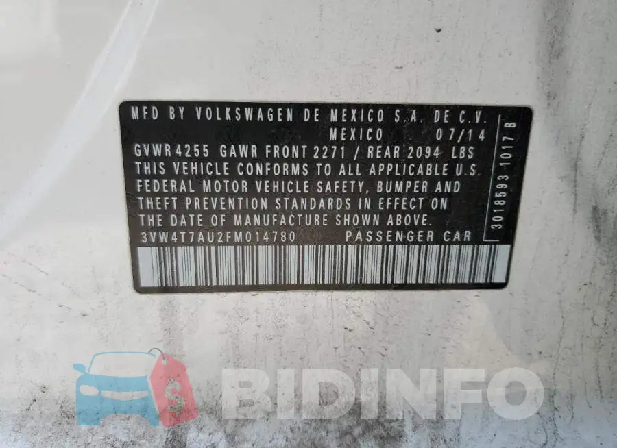 3VW4T7AU2FM014780 Photo# 12