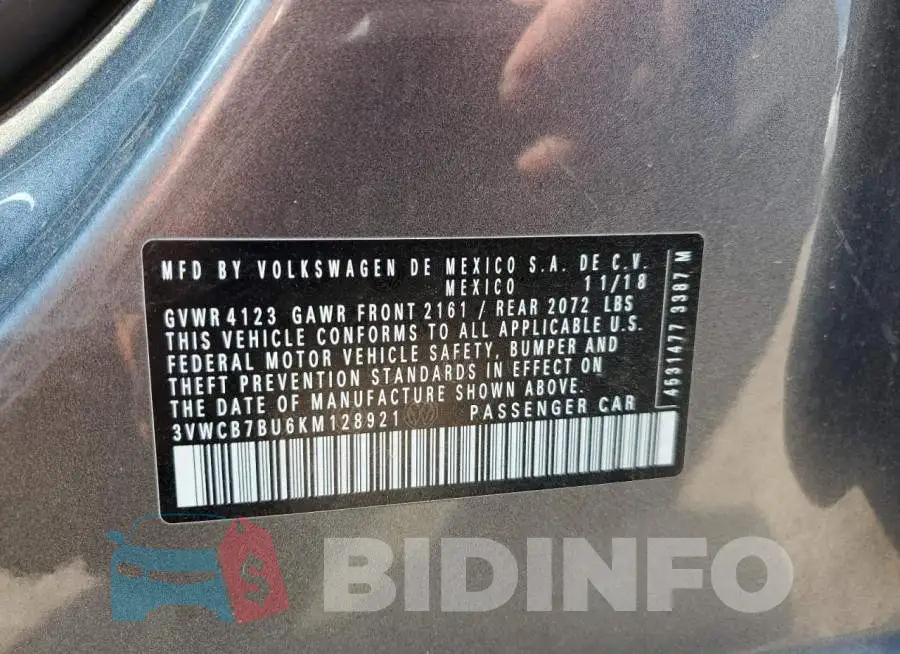 3VWCB7BU6KM128921 Photo# 12
