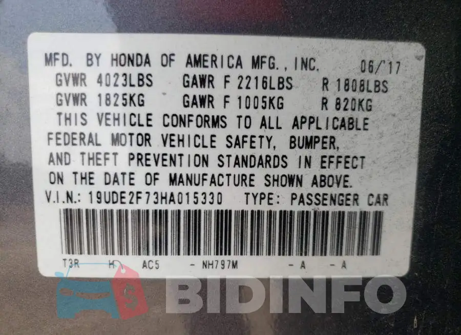 19UDE2F73HA015330 Photo# 12