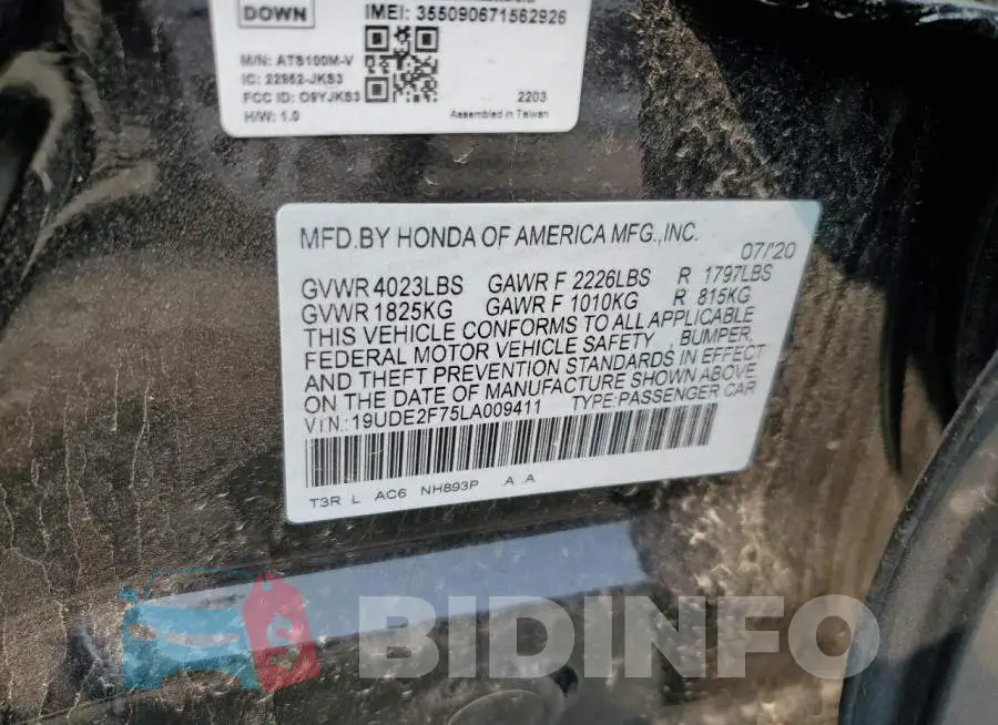 19UDE2F75LA009411 Photo# 12
