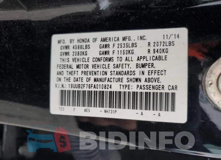 19UUB2F76FA010824 Photo# 13
