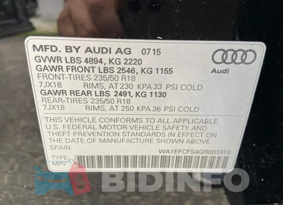 WA1EFCFS4GR003918 Photo# 14