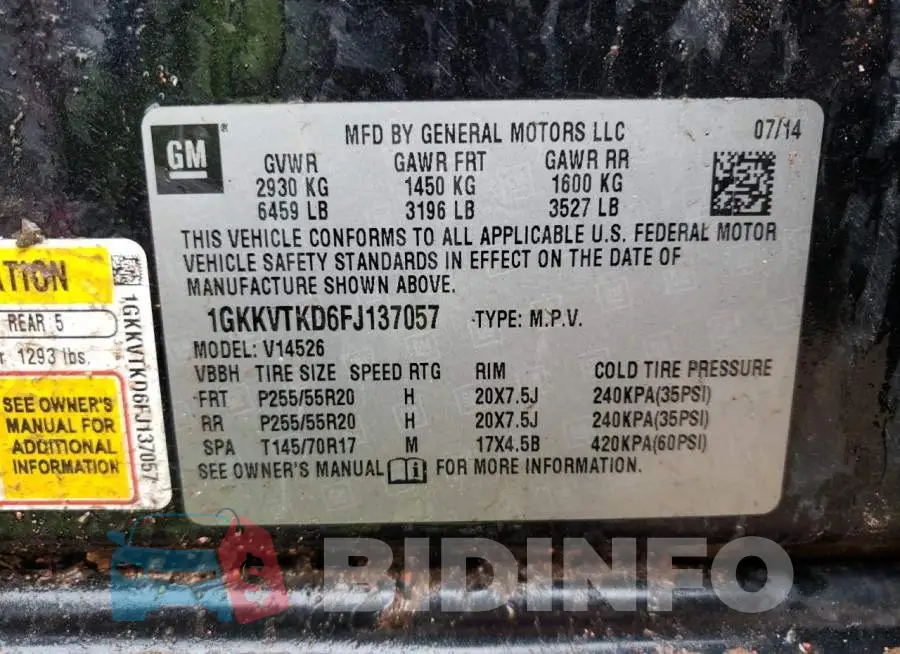 1GKKVTKD6FJ137057 Photo# 14