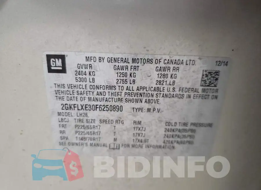 2GKFLXE30F6250890 Photo# 13