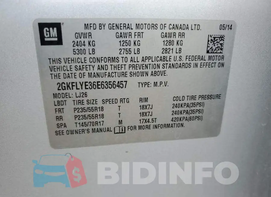 2GKFLYE36E6356457 Photo# 13