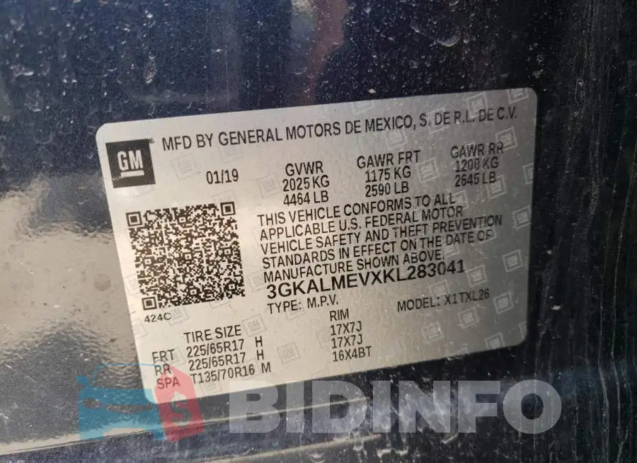 3GKALMEVXKL283041 Photo# 13