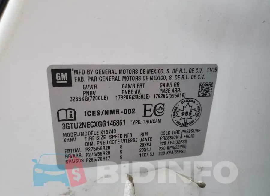 3GTU2NECXGG146861 Photo# 12