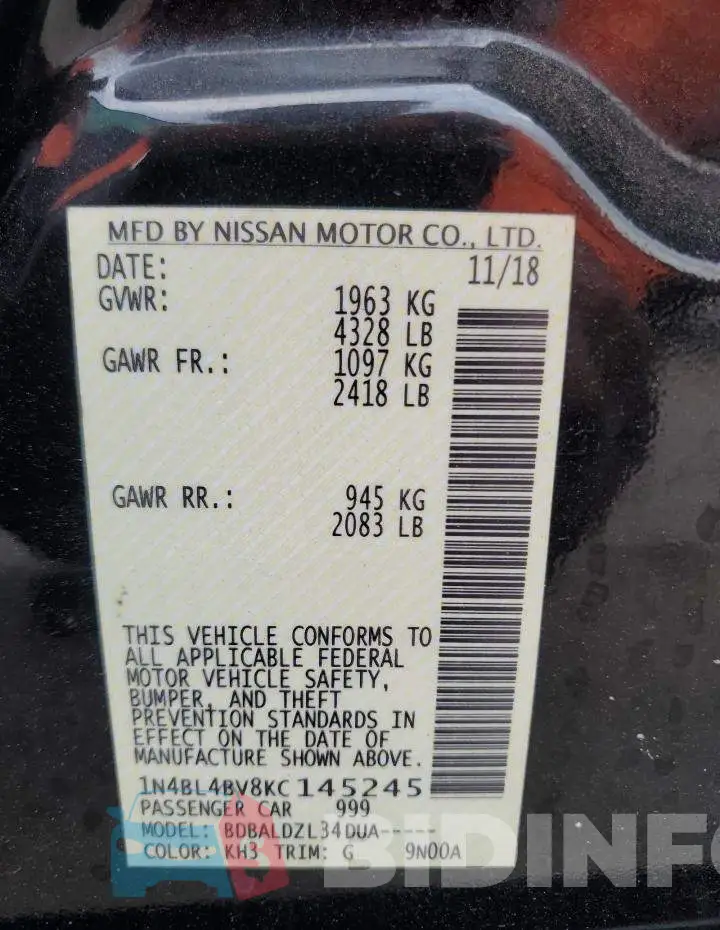 1N4BL4BV8KC145245 Photo# 13