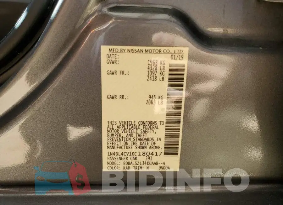 1N4BL4CV1KC180417 Photo# 12