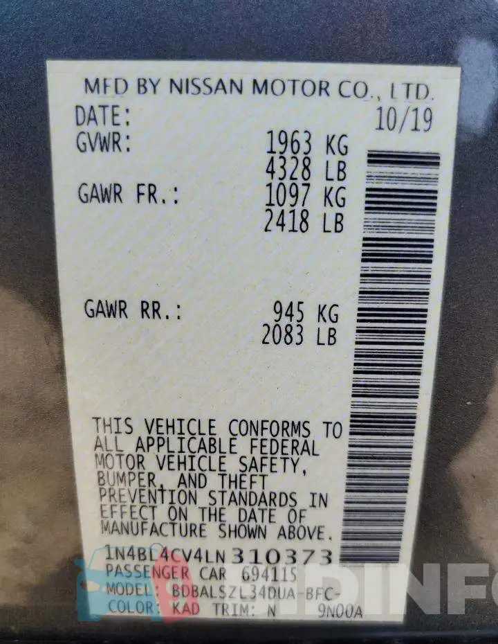 1N4BL4CV4LN310373 Photo# 12