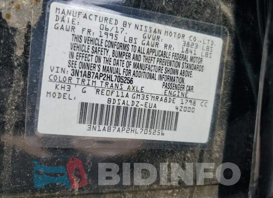3N1AB7AP2HL705256 Photo# 12
