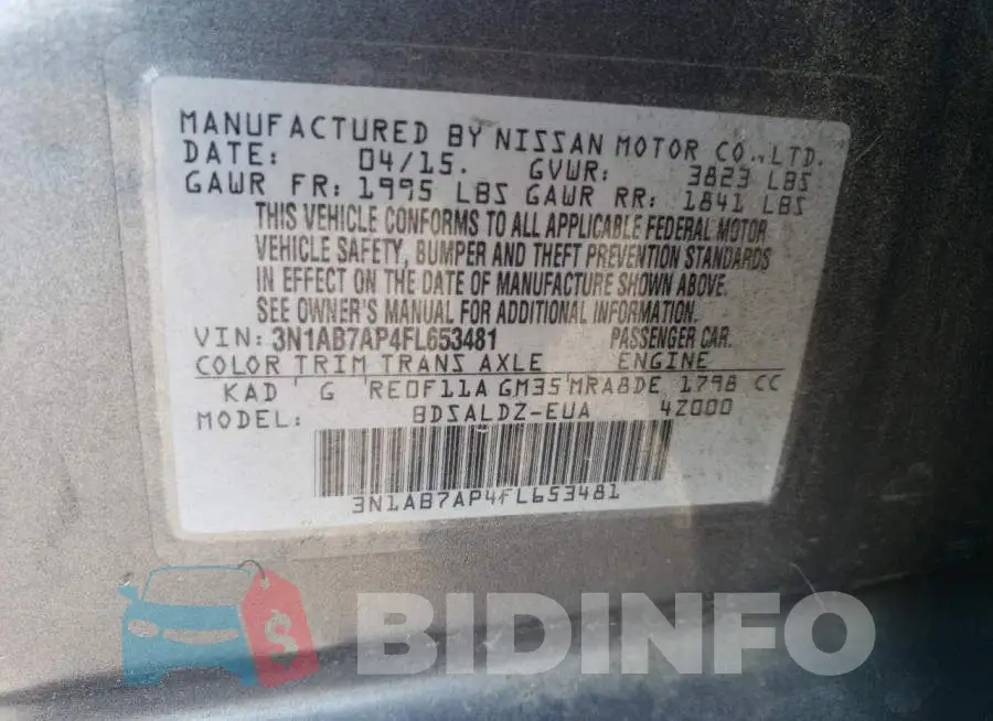 3N1AB7AP4FL653481 Photo# 12