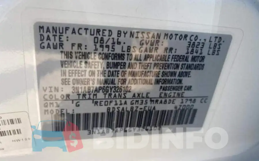 3N1AB7AP6GY326102 Photo# 10