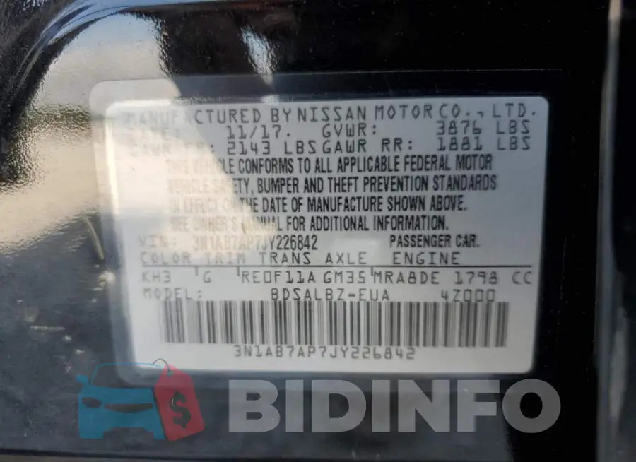 3N1AB7AP7JY226842 Photo# 12