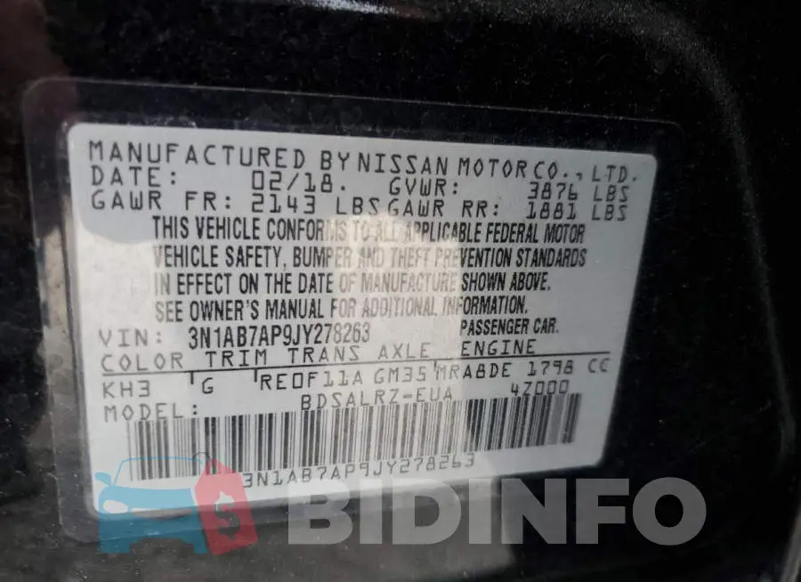 3N1AB7AP9JY278263 Photo# 13