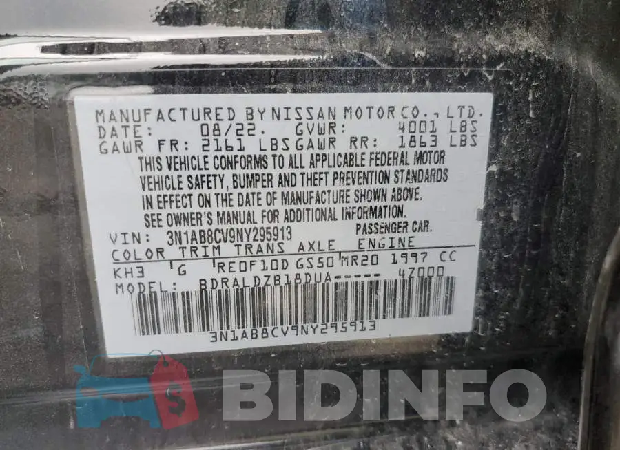 3N1AB8CV9NY295913 Photo# 12