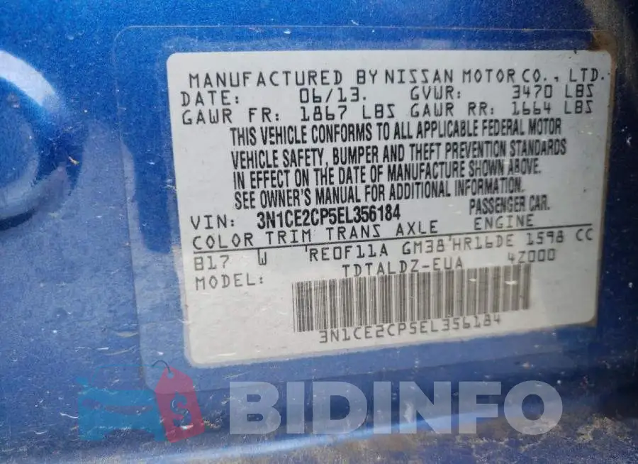 3N1CE2CP5EL356184 Photo# 12