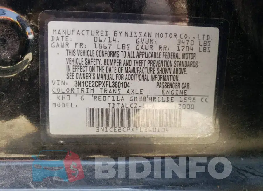 3N1CE2CPXFL360104 Photo# 12