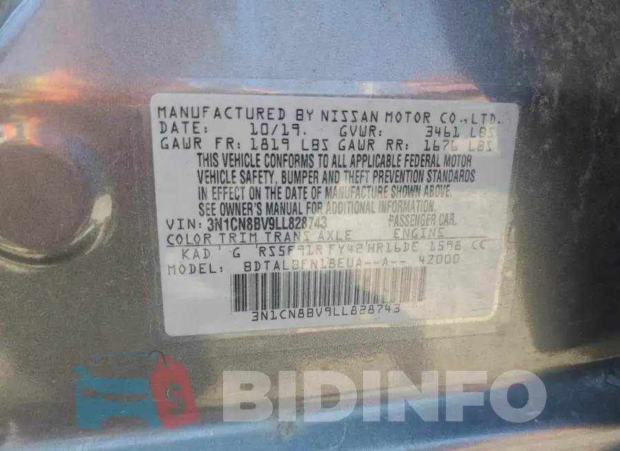 3N1CN8BV9LL828743 Photo# 12