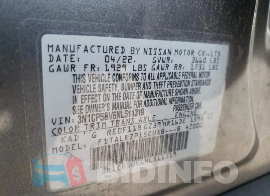 3N1CP5BV6NL511319 Photo# 14