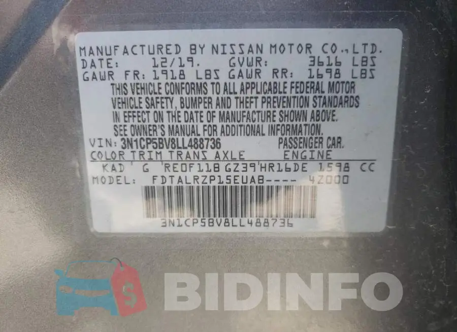 3N1CP5BV8LL488736 Photo# 10