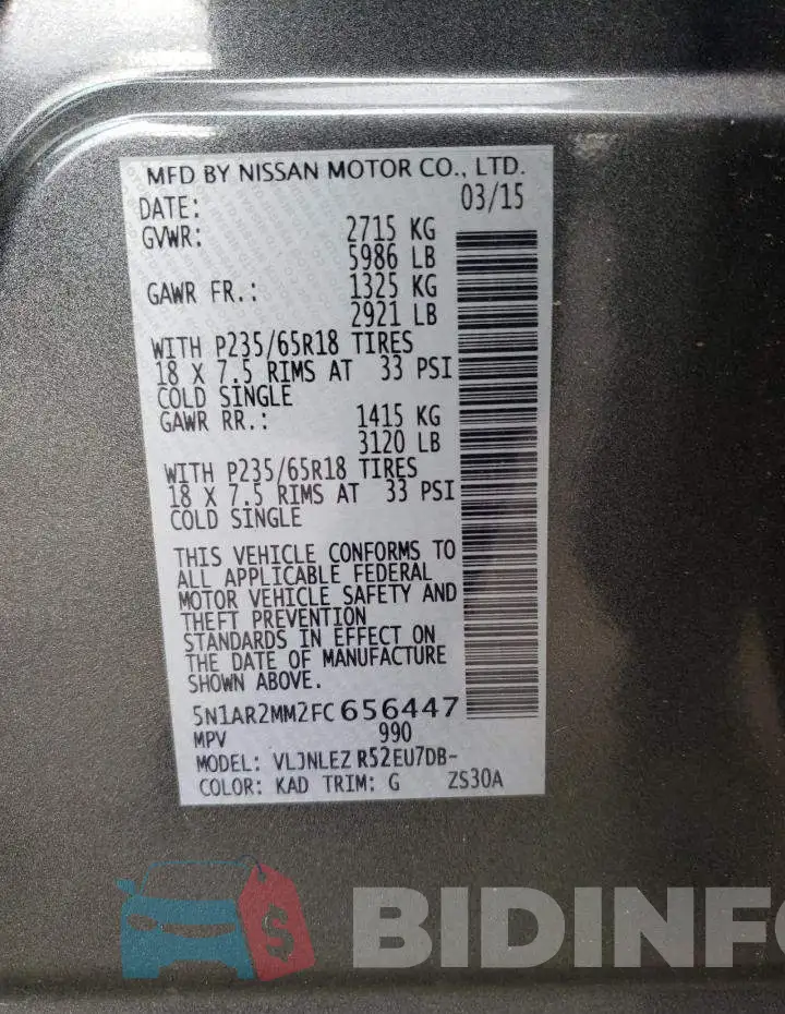 5N1AR2MM2FC656447 Photo# 14