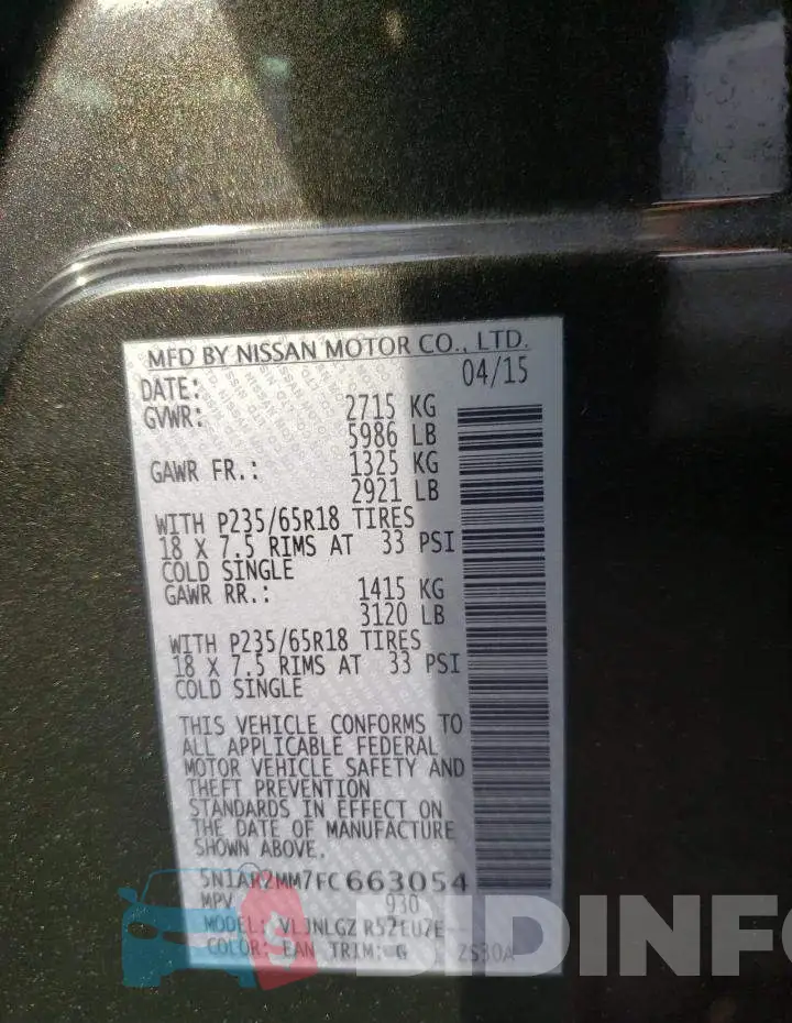 5N1AR2MM7FC663054 Photo# 13