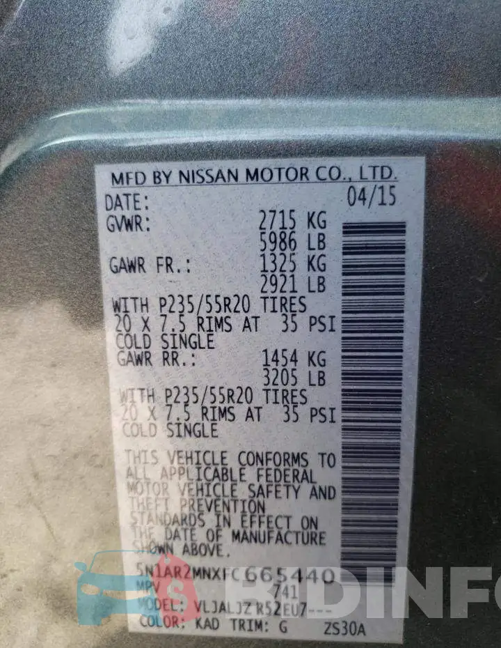 5N1AR2MNXFC665440 Photo# 14