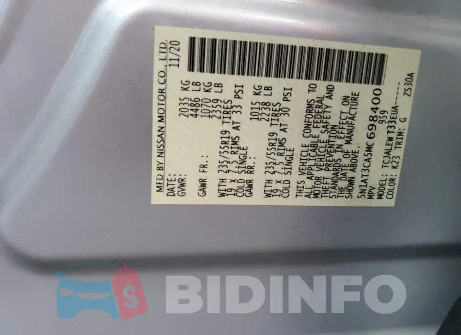 5N1AT3CA5MC698400 Photo# 14