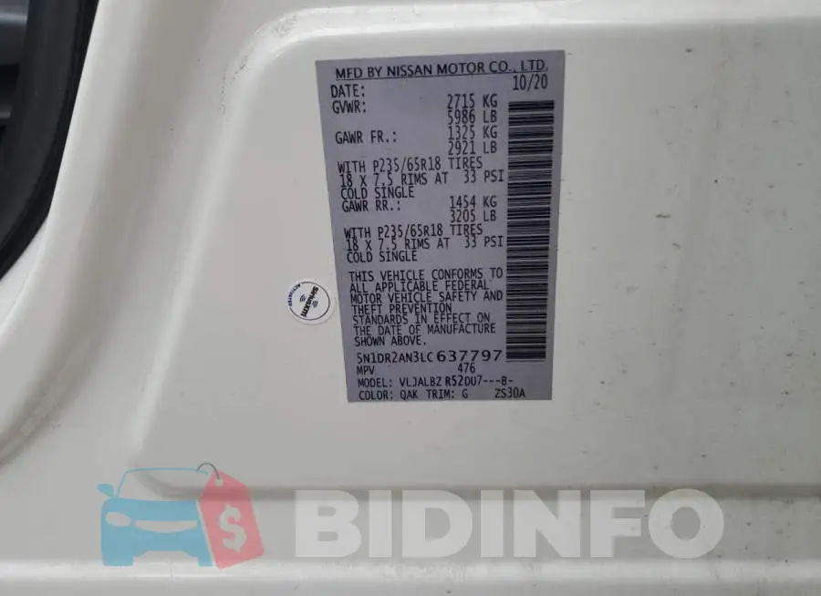 5N1DR2AN3LC637797 Photo# 13