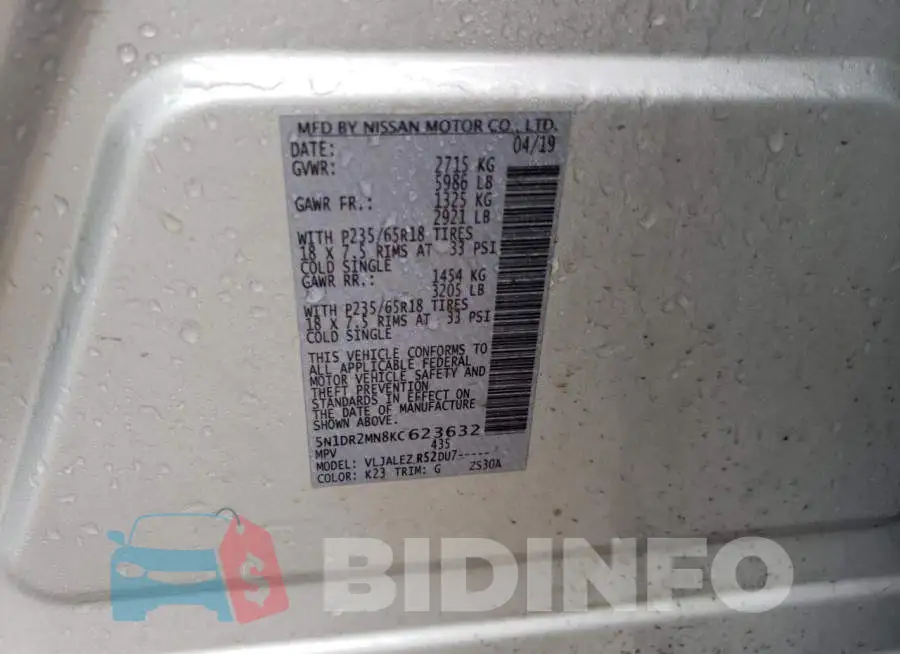 5N1DR2MN8KC623632 Photo# 12