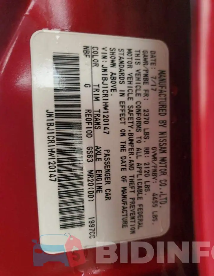 JN1BJ1CR1HW120147 Photo# 13