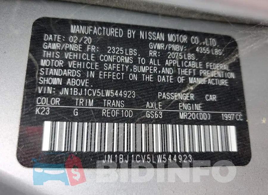 JN1BJ1CV5LW544923 Photo# 12