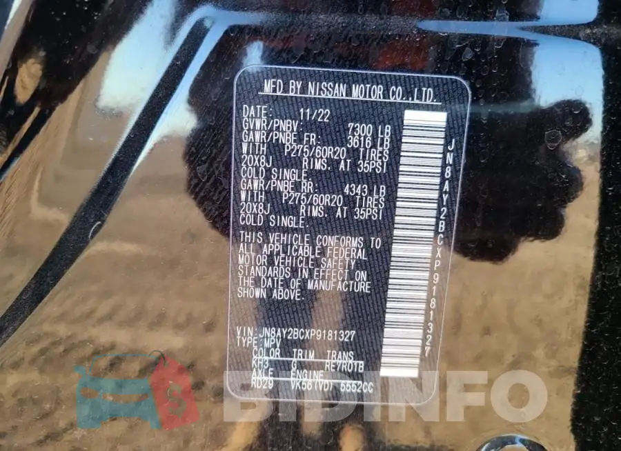 JN8AY2BCXP9181327 Photo# 13