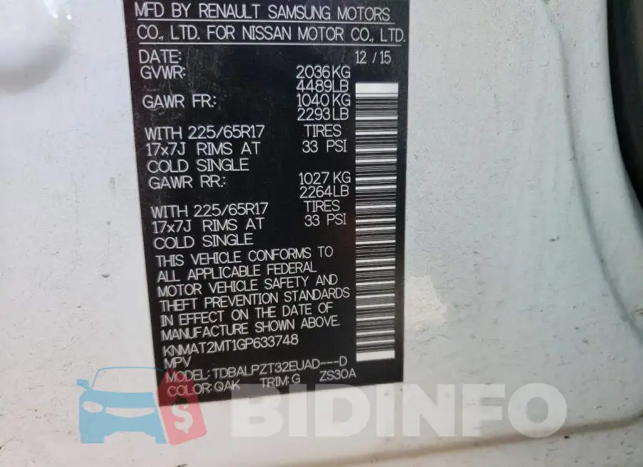KNMAT2MT1GP633748 Photo# 13
