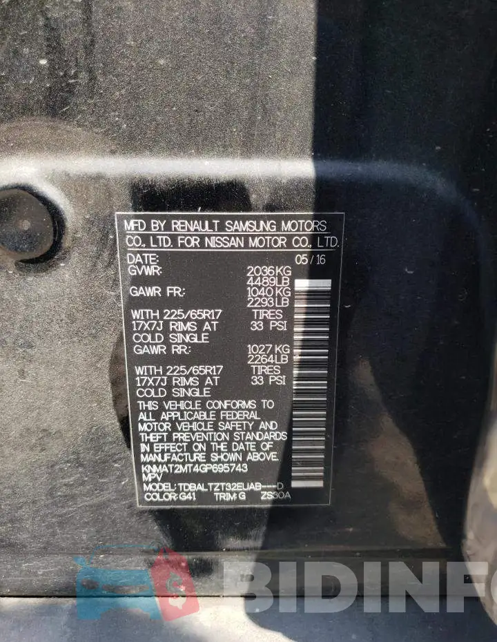KNMAT2MT4GP695743 Photo# 12