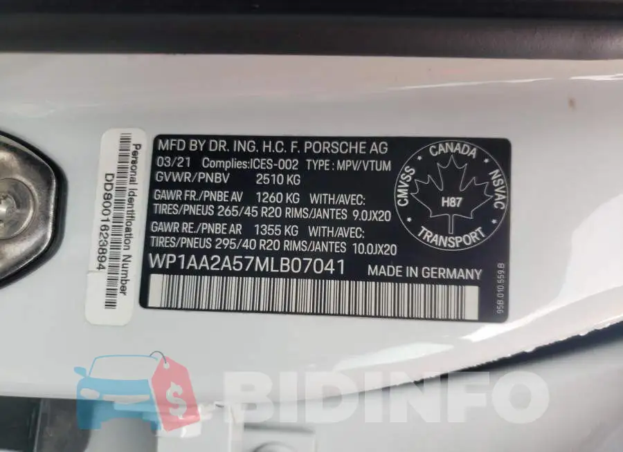 WP1AA2A57MLB07041 Photo# 13