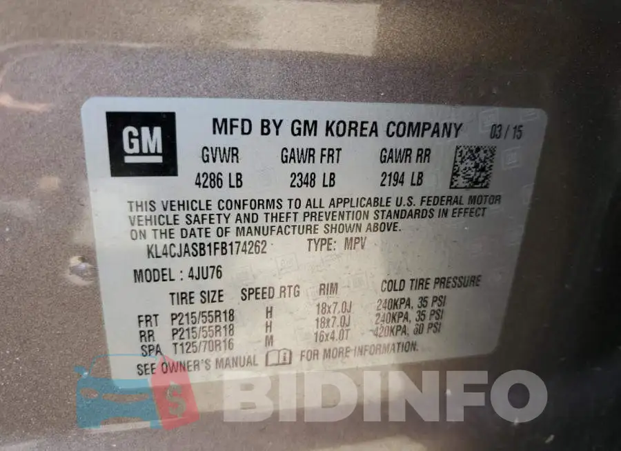 KL4CJASB1FB174262 Photo# 13
