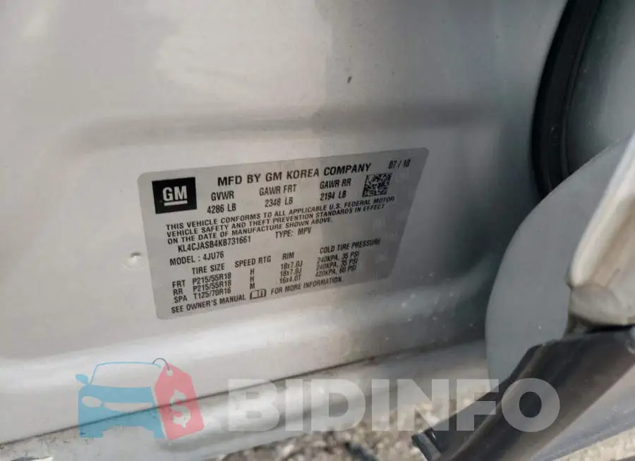 KL4CJASB4KB731661 Photo# 13