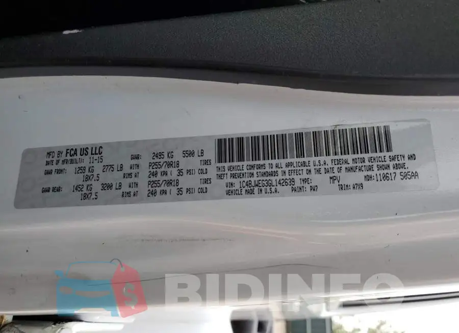 1C4BJWEG3GL142639 Photo# 12