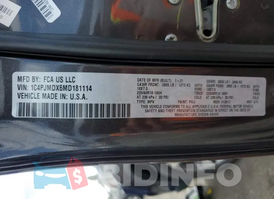 1C4PJMDX6MD181114 Photo# 13