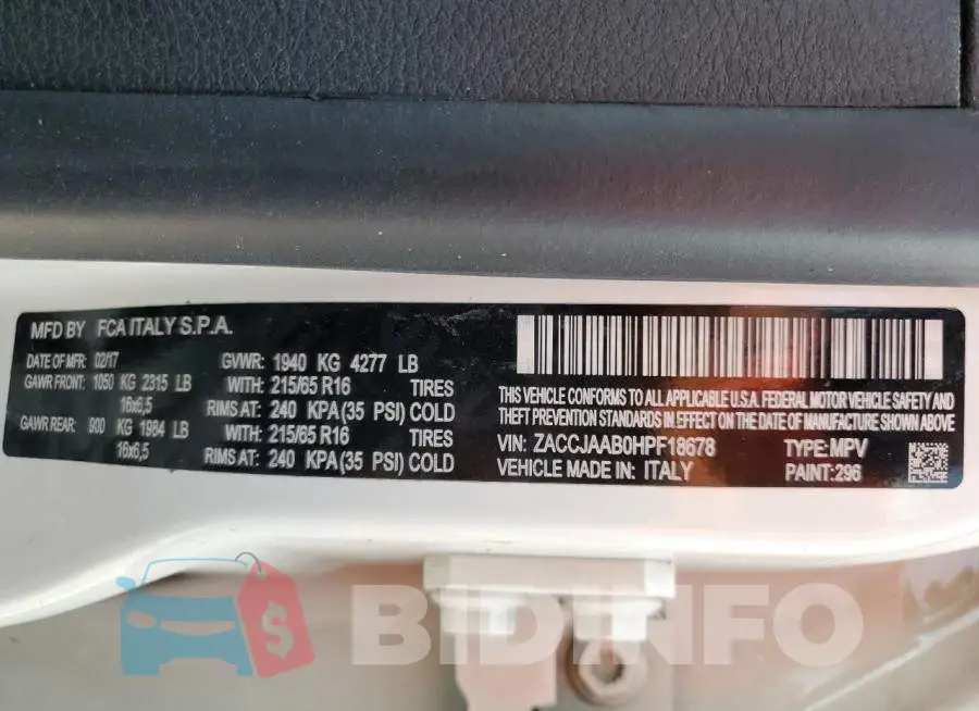 ZACCJAAB0HPF18678 Photo# 13