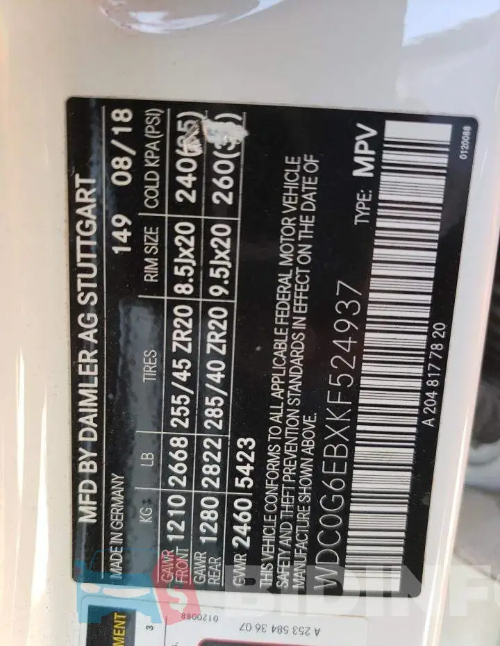 WDC0G6EBXKF524937 Photo# 12