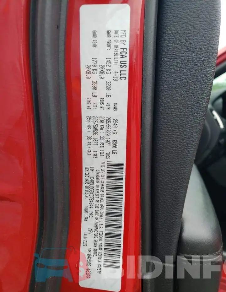 1C4RDJDG3KC734044 Photo# 13